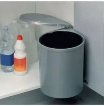 Ведро для мусора ALBIO навесное круглое, серое, пластик 13 л. ALVEUS (224308)