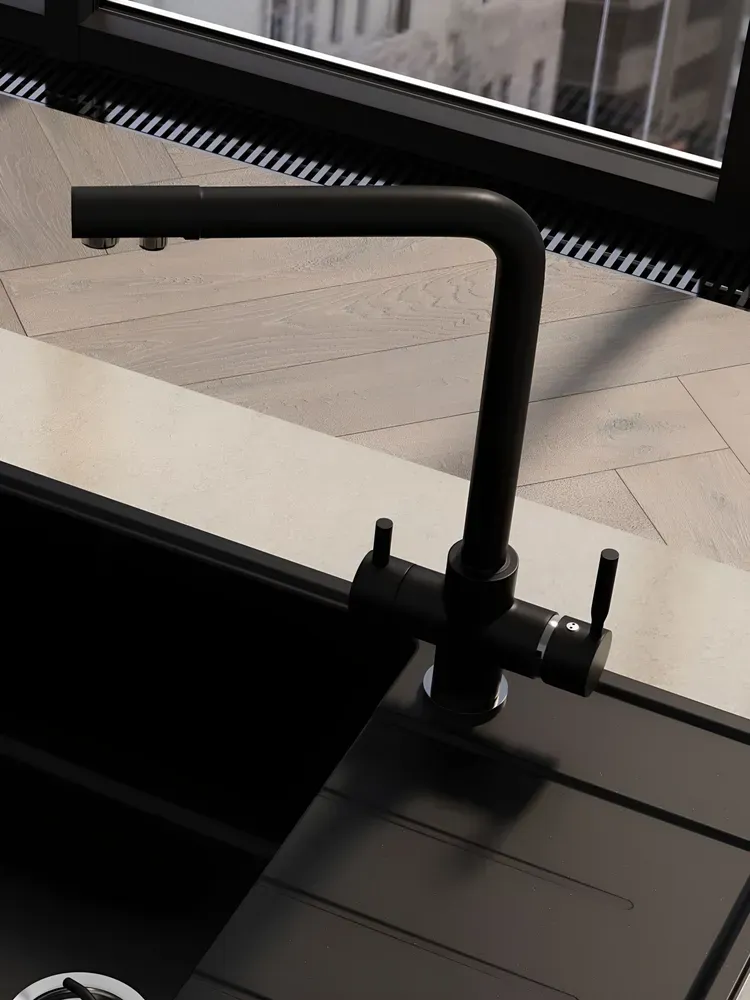 Смеситель кухонный Grandex Aqua PURE-L BLACK METALIC (9001015)