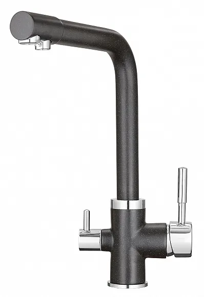 2015, Комплект кухонный смеситель Granula 2015 Чёрный + Фильтр Granula