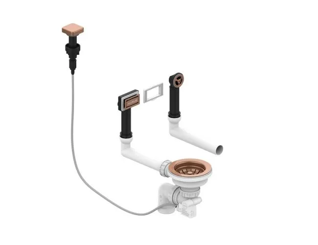 Выпуск для мойки с вертикальным переливом POP UP с рамкой и заглушкой