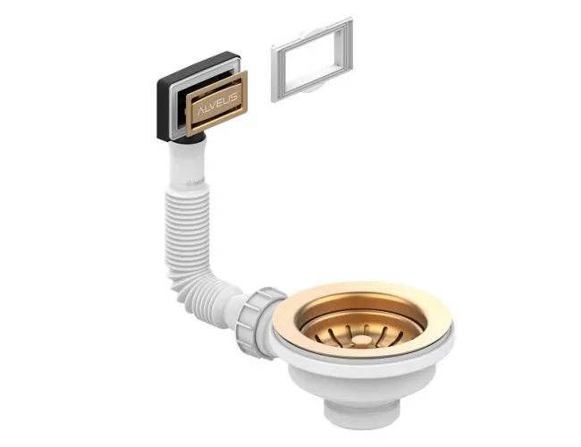 Выпуск для мойки 114 BRONZE new  с рамкой и заглушкой (гофра) (1144844)