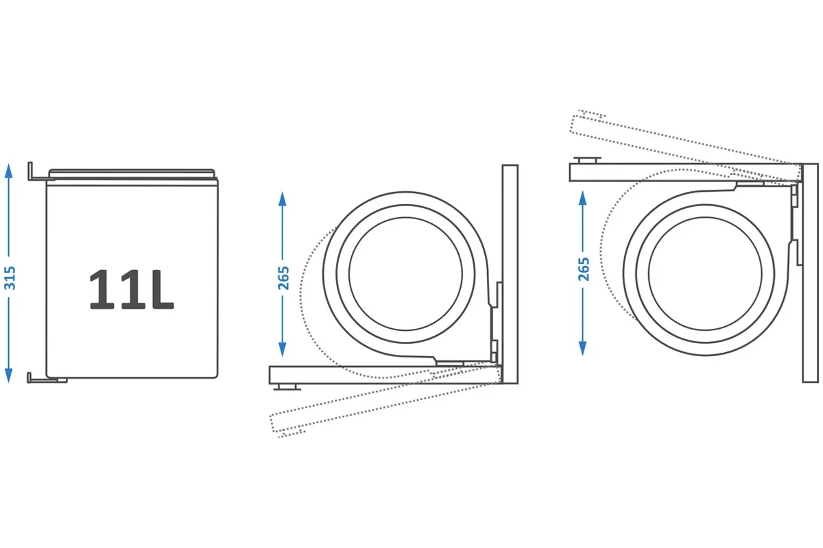 Ведро для мусора ALBIO навесное круглое, белое, пластик 11 л. (227987)