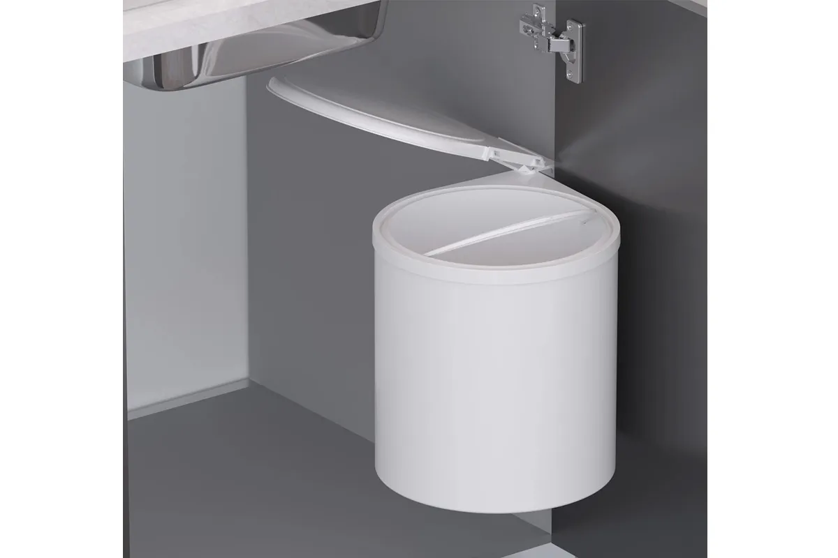 Ведро для мусора ALBIO навесное круглое, белое, пластик 11 л. (227987)