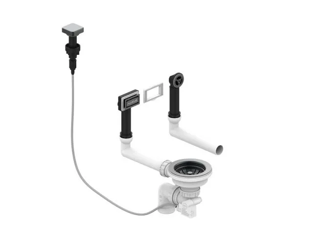 Выпуск для мойки с вертикальным переливом POP UP ANTHRACITE new с рамкой и заглушкой (1144852)