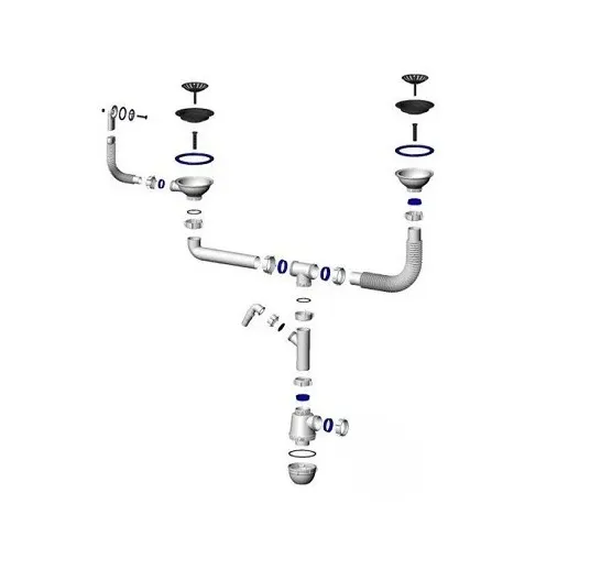 Сифон GRAND 3 1/2 с круглым переливом и винтом металл. с отводом (С.Н. 311-11-24)