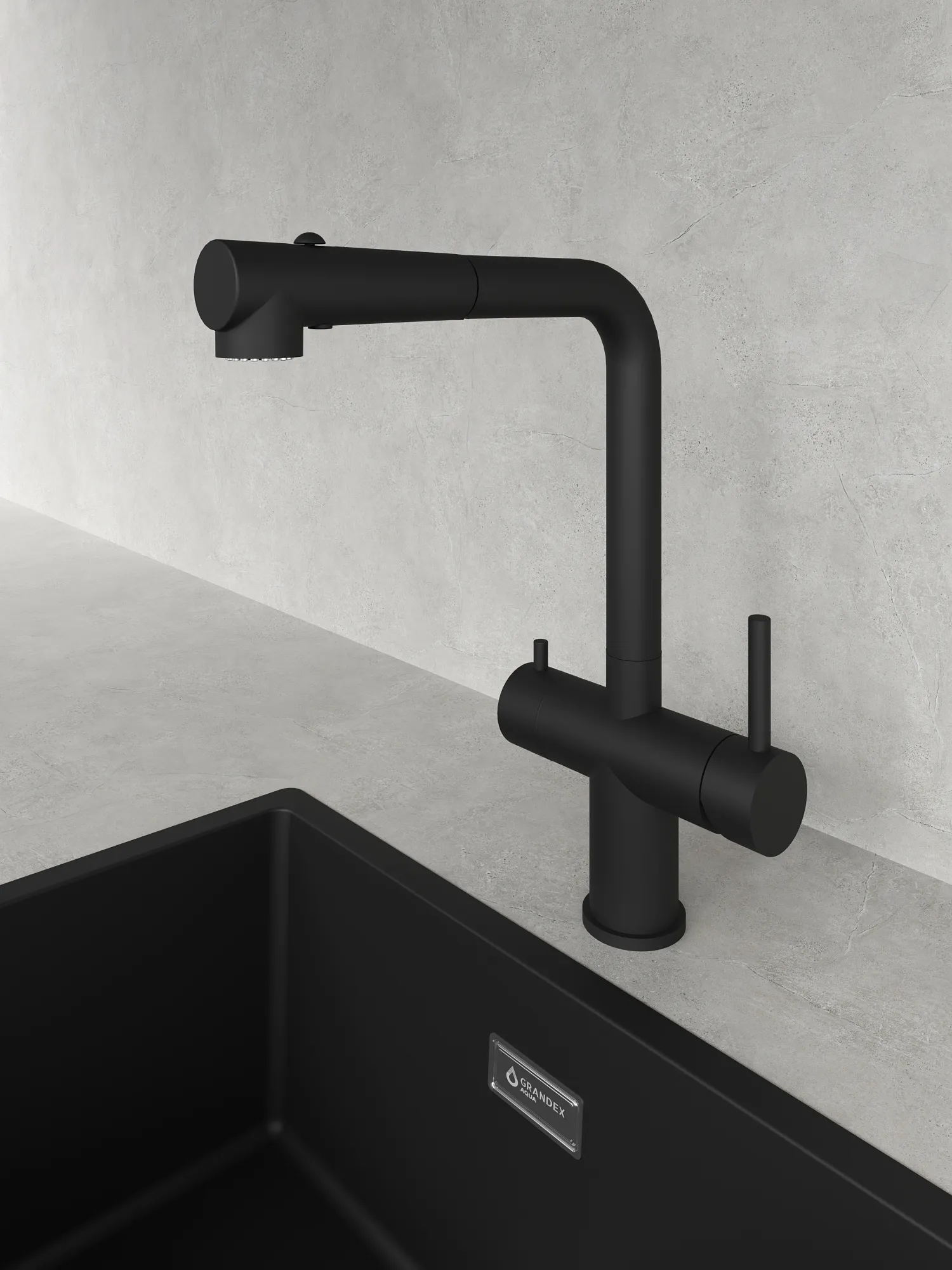 Смеситель кухонный Grandex Aqua Integra-SP CARBON (90204914)
