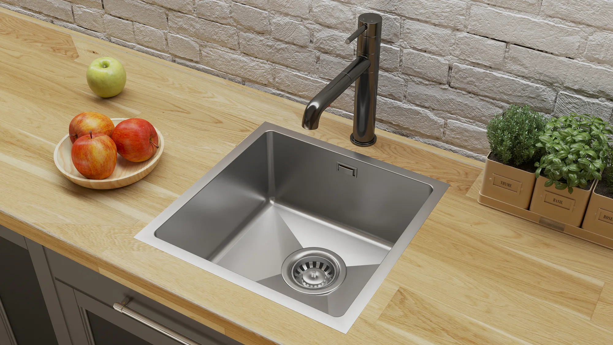 Мойка Grandex Aqua PROLINE 44, 440х440х200, сифон в комплекте (303413)