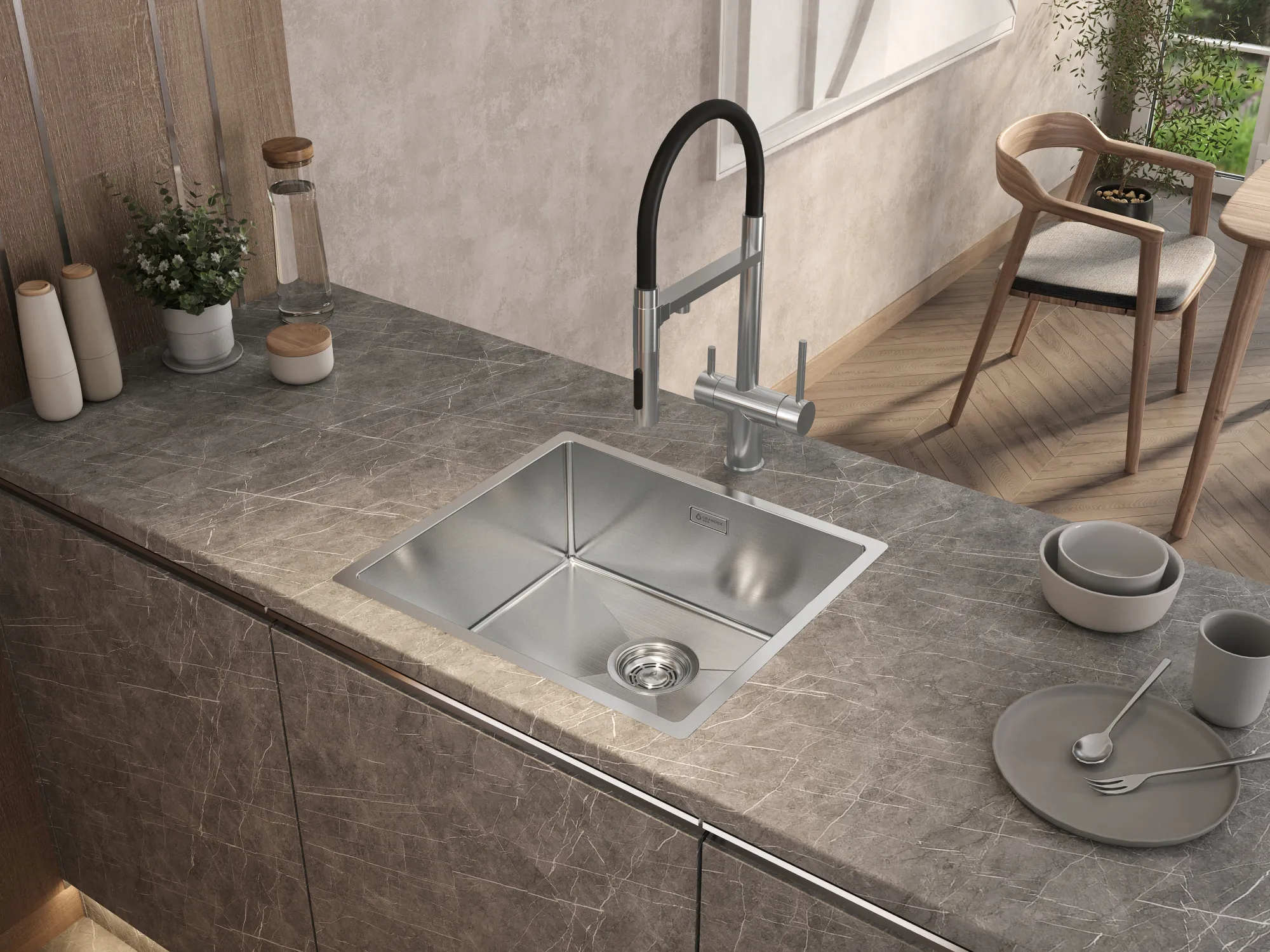 Мойка Grandex Aqua PROLINE 49, 490х440х200, (504060)