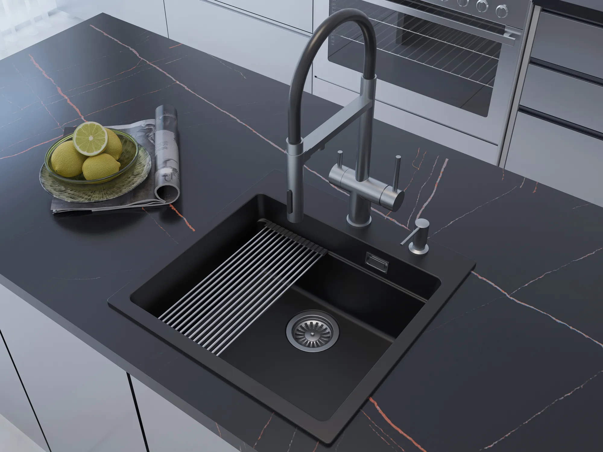 Кухонная мойка Grandex Aqua COMFORT 51F CARBON (500404)