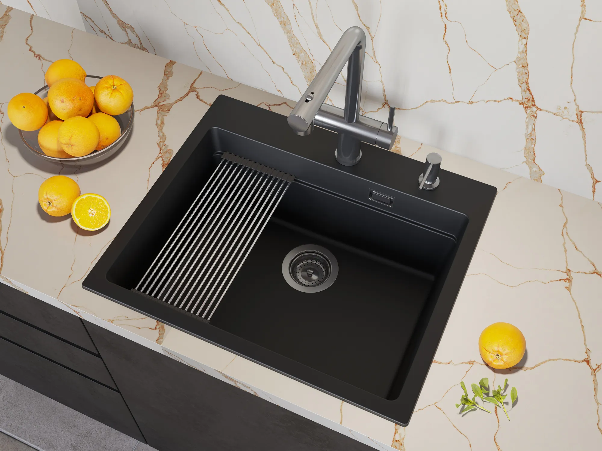 Кухонная мойка Grandex Aqua COMFORT 60F CARBON (500504)