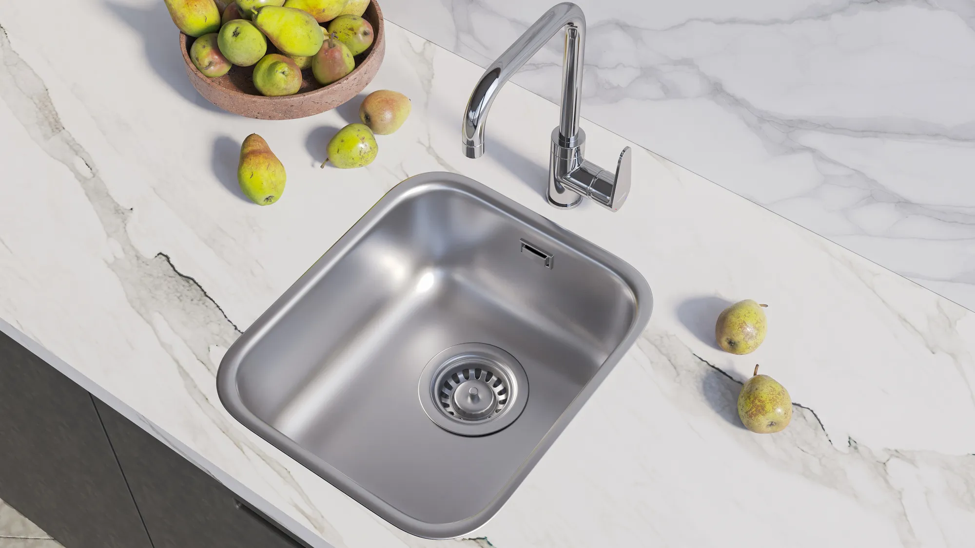 Мойка Grandex Aqua SELECT 36 S, 364х424х200 (слив вдоль короткой стороны), сифон в комплекте (200330