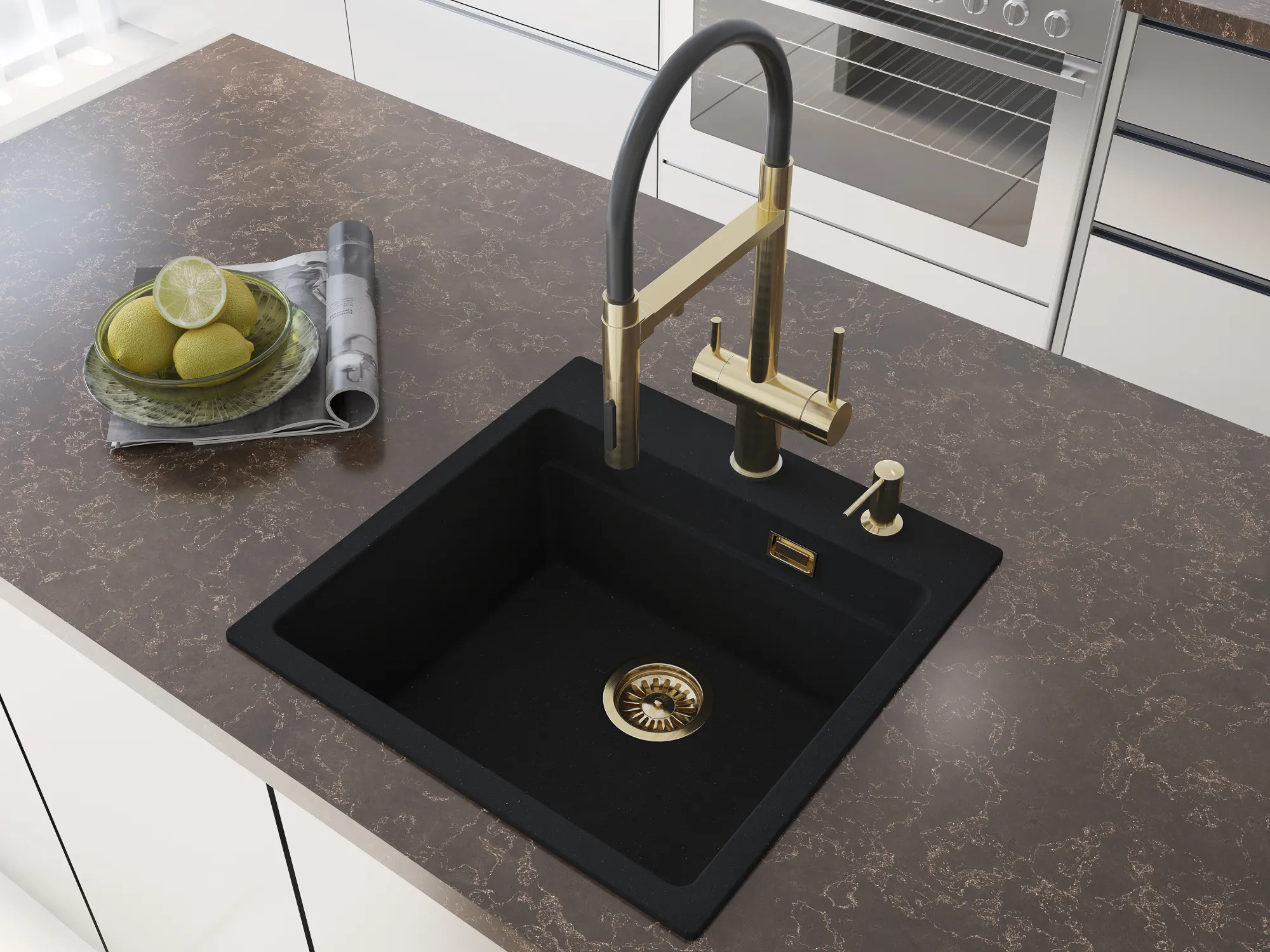 Кухонная мойка Grandex Aqua COMFORT 51F BLACK METALIC (500405)