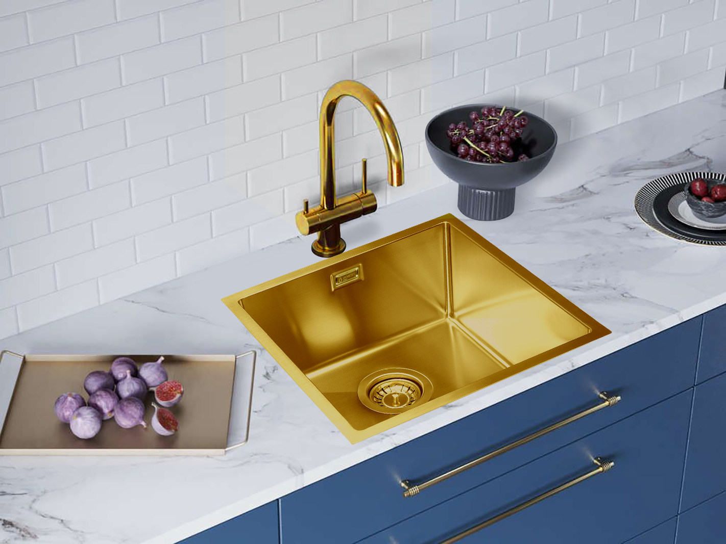 Мойка Grandex Aqua PROLINE 44 GOLD, 440х440х200, сифон в комплекте (3034131)