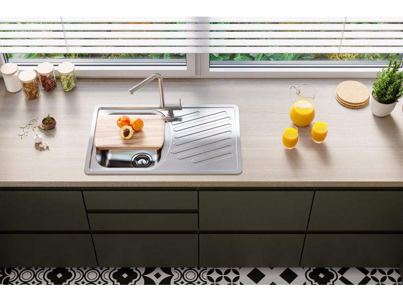 Мойка ELEGANT 30 SAT 90 FI 810X510 в комплекте с сифоном 1130551,