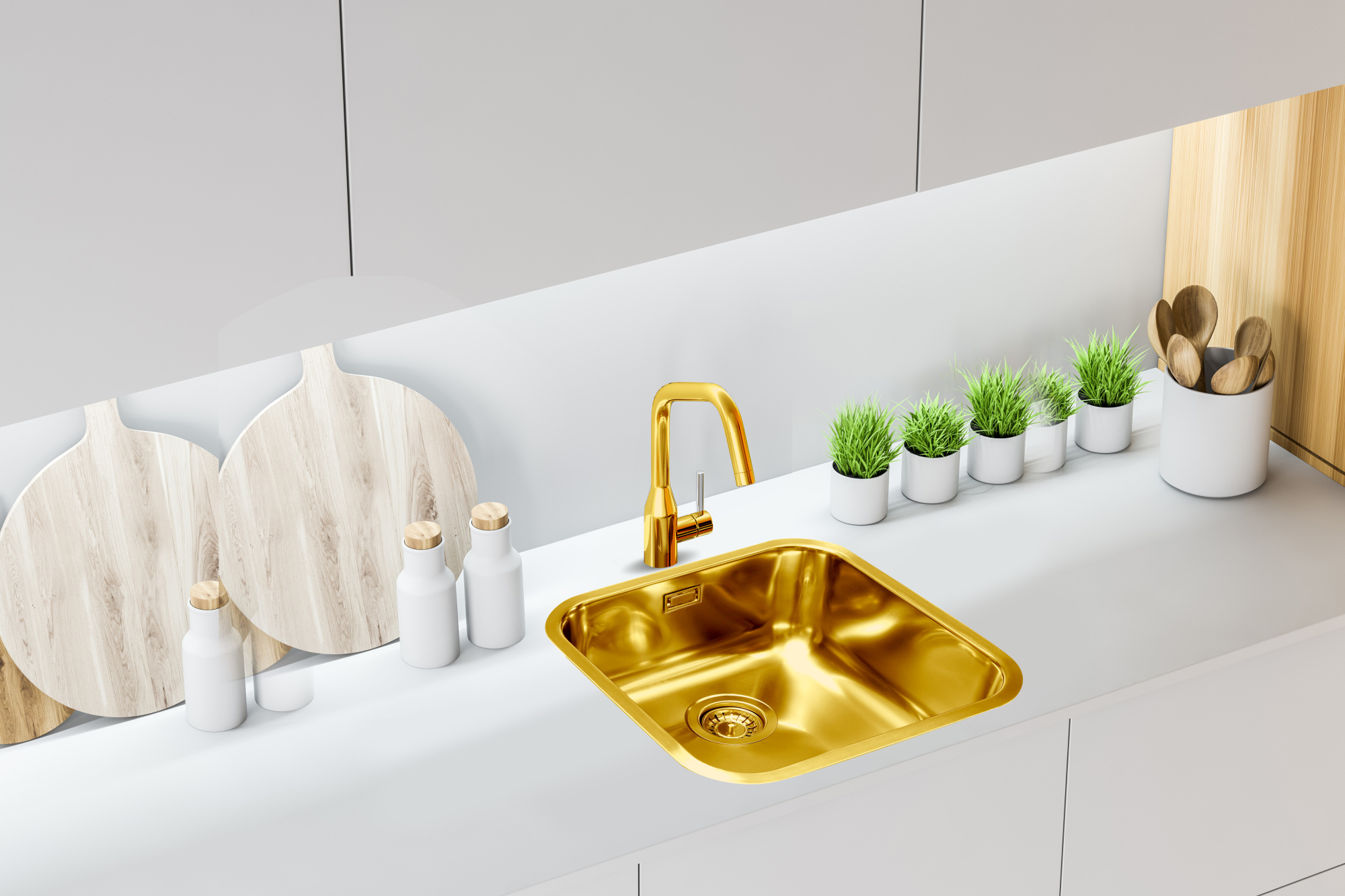 Мойка Grandex Aqua SELECT 44 GOLD, 445х445х200, сифон в комплекте (2003331)