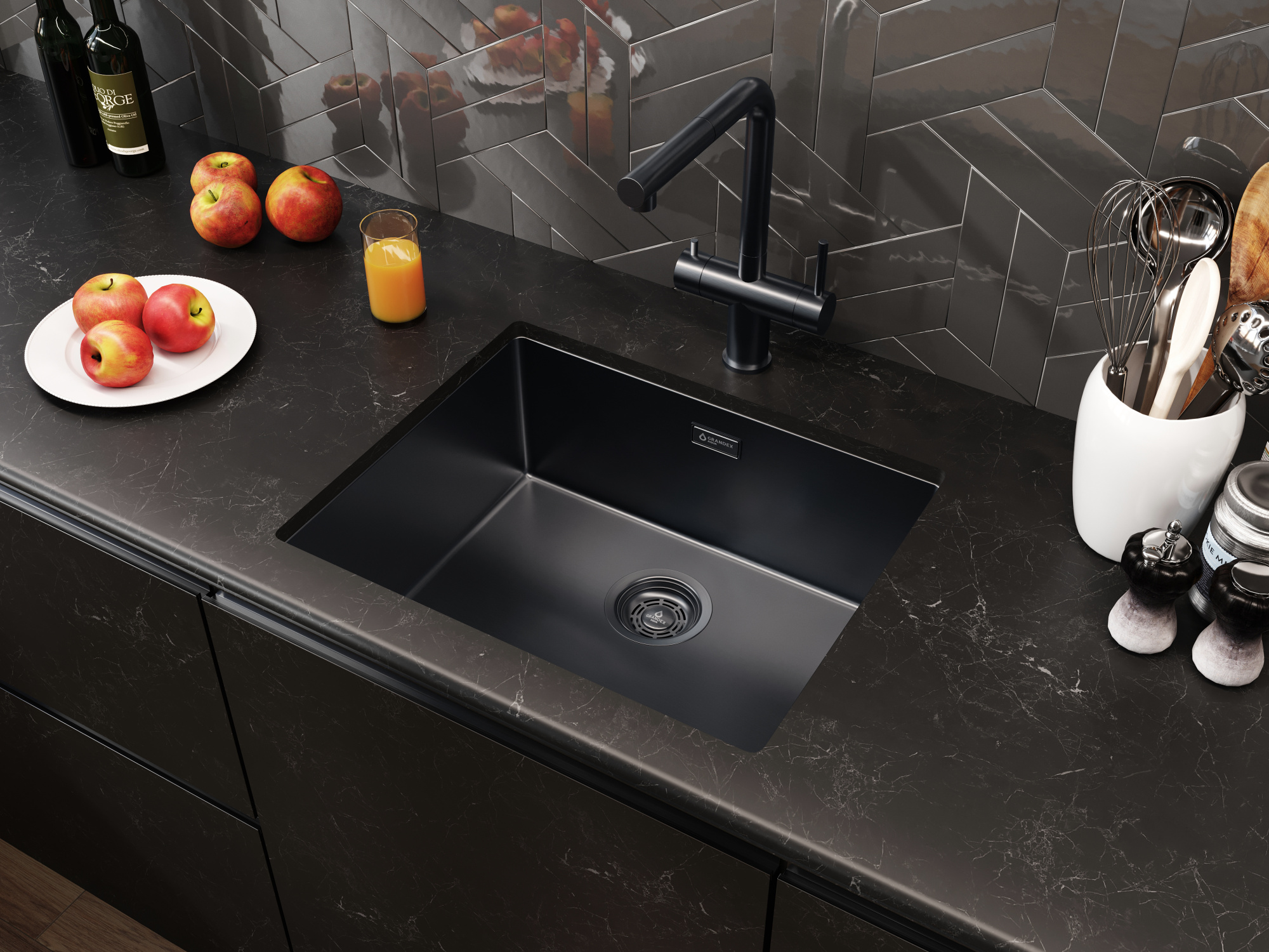 Мойка Grandex Aqua OPTIMA 54 ANTHRACITE, 540х440х200, (5011363)